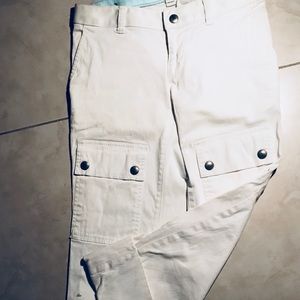 WHITE CROPPED CARGO JEANS by Banana Republic